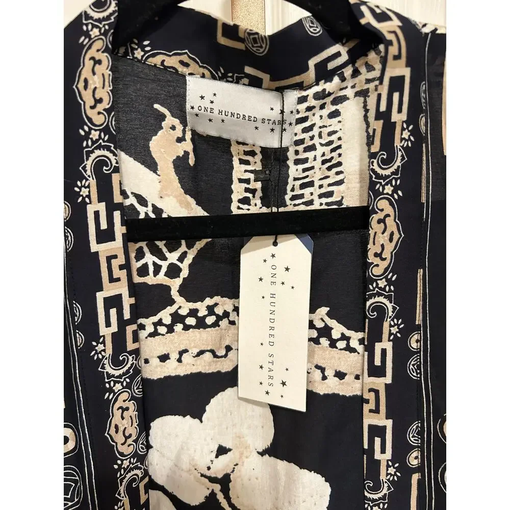 One Hundred Stars Print Cardigan Kimono, Giant Willow Black, One Size, NWT - Picture 5 of 8